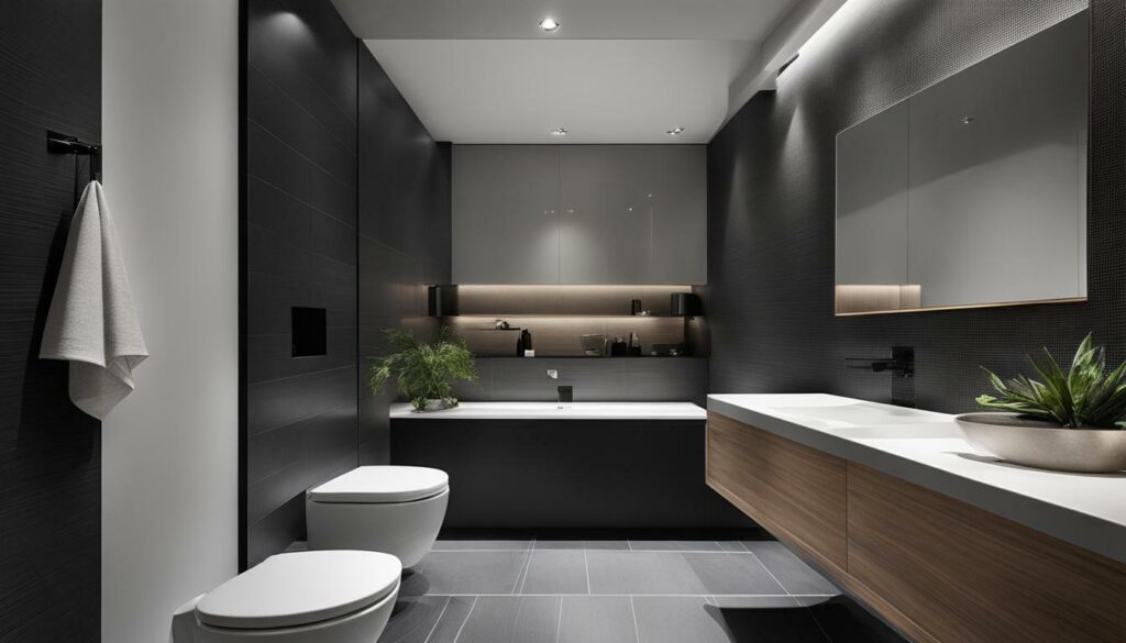 Small toilet design ideas with wall-mounted toilet